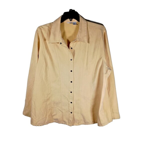 Cato Butter Yellow Faux Suede Shirt Jacket Shacket Pearl Snap Plus Size 22 / 24W - Picture 1 of 6